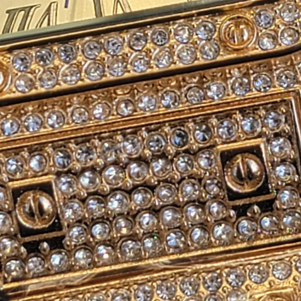 NWT Montres Carlo 45mm Pave Crystal Chunky Quartz Watch Gold Tone Iced Out Bling